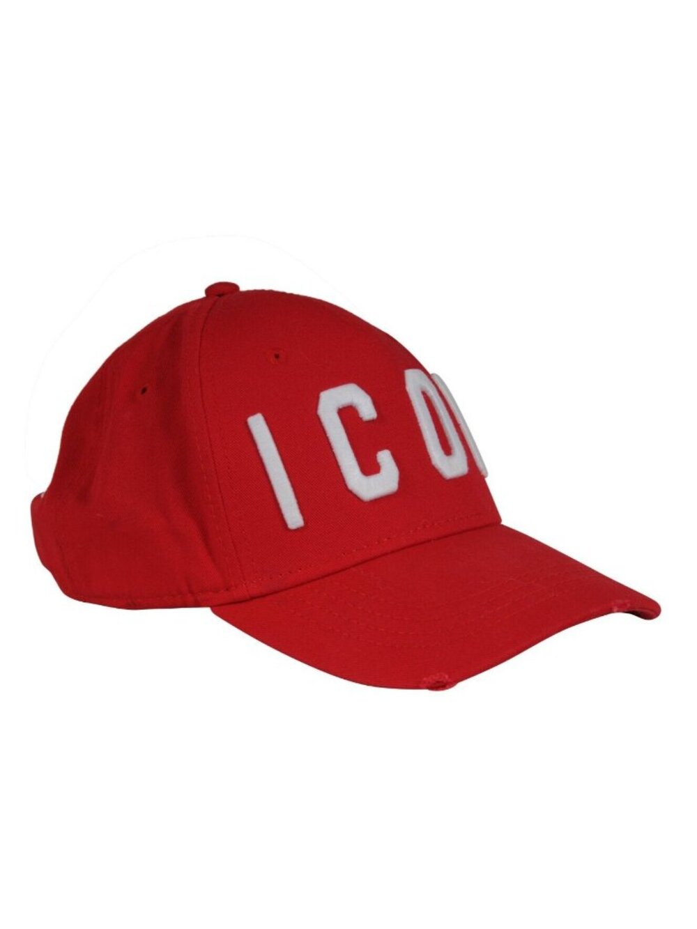 Dsquared2 Men ICON Distressed 5 Panal Cap Red Hat Baseball Adjustable